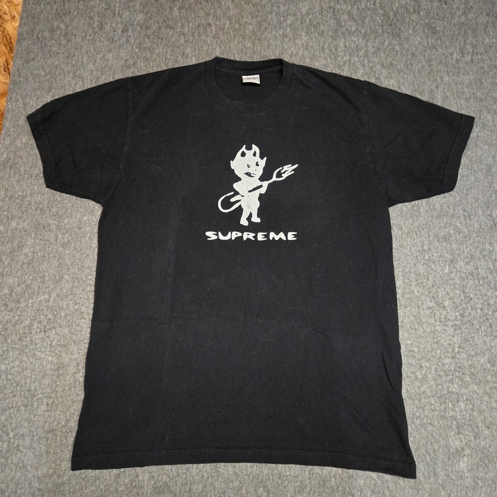 Supreme Devil Graphic T-Shirt Mens Size L Black Short Sleeve Cotton USA Made